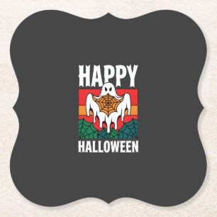 Dessous-de-verre En Papier Joyeux Halloween Toile Araignée Fantôme Rétro