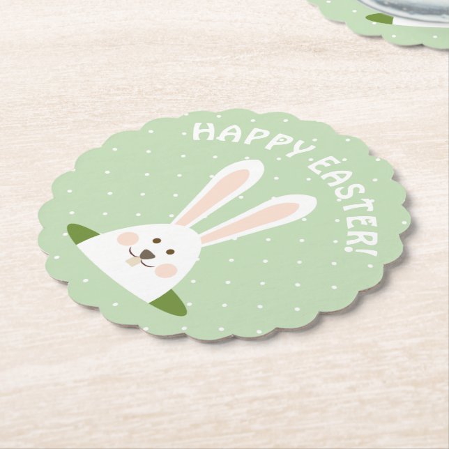 Dessous-de-verre En Papier Joyeux lapin mignon de Pâques (Incliné)