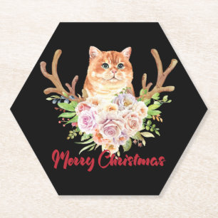 Dessous-de-verre En Papier Joyeux Noël et Chat