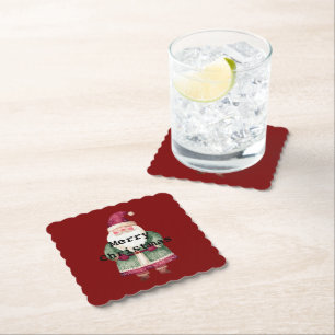 Dessous-de-verre En Papier Joyeux Noël Rouge Vert Père Noël