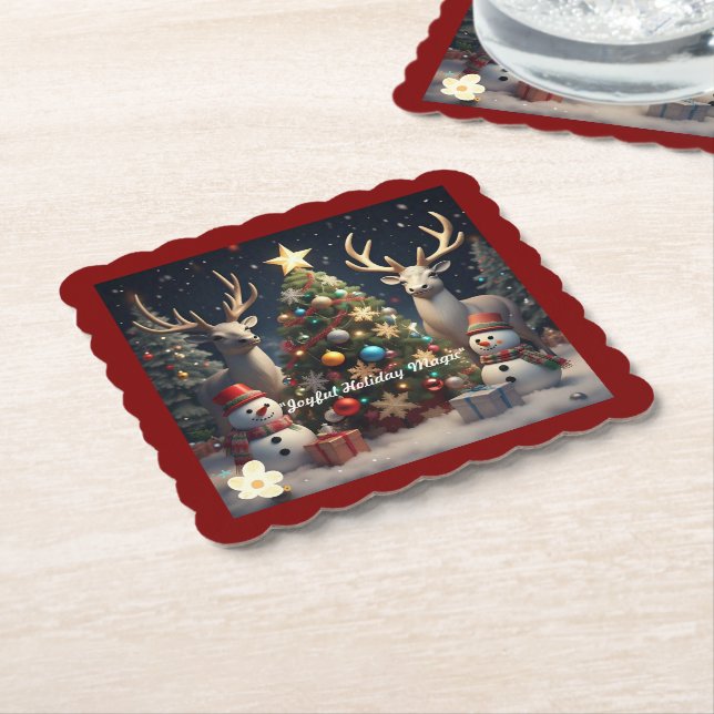 Dessous-de-verre En Papier "Joyeux voeux de Noël" (Incliné)