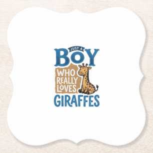 Dessous-de-verre En Papier Juste un garçon qui aime les girafes design de t-s