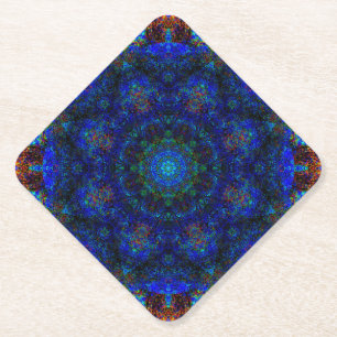 Dessous-de-verre En Papier Kaleidoscope Bleu Bohème,