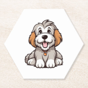 Dessous-de-verre En Papier Kawaii Porté Collie Puppy