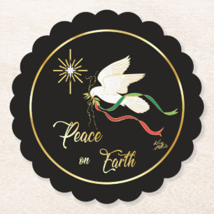 Dessous-de-verre En Papier La Colombe Blanche Propage La Paix Sur Terre