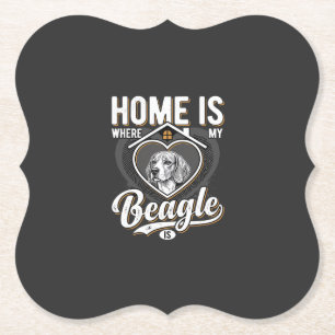 Dessous-de-verre En Papier La maison est où est mon Beagle_1