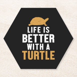 Dessous-de-verre En Papier La vie est meilleure avec une Tortue Tortue Peinte
