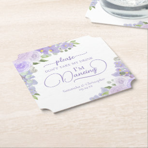 Dessous-de-verre En Papier Lavande Boho Floral Ne Prenez Pas Mon Verre Mariag