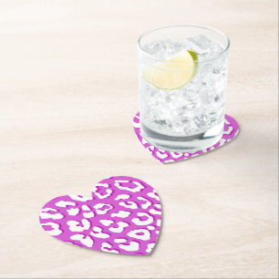 Dessous-de-verre En Papier Lavande Empreinte de léopard blanche