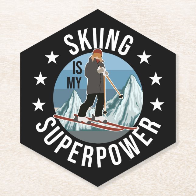 Dessous-de-verre En Papier Le Ski Est Ma Superpuissance (Devant)