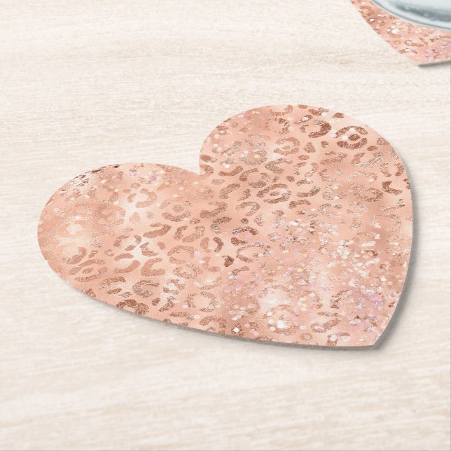 Dessous-de-verre En Papier Léopard or Rose rose pâle (Incliné)