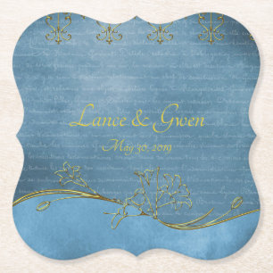 Dessous-de-verre En Papier Lettre d'amour bleue poussiéreuse