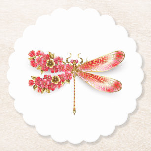 Dessous-de-verre En Papier libellule de fleurs avec sakura de bijoux