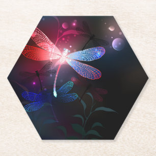Dessous-de-verre En Papier libellule rouge brillante