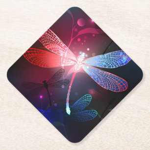 Dessous-de-verre En Papier libellule rouge brillante