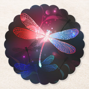Dessous-de-verre En Papier libellule rouge brillante