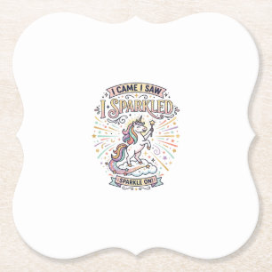 Dessous-de-verre En Papier Licorne J'arrivai Je Vis Je Scintillai Impression