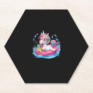 Dessous-de-verre En Papier Licorne Mignonne qui Profite de la Glace Amusement