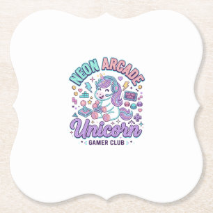 Dessous-de-verre En Papier Licorne Néon Arcade Licorne Produit de Style Rétro