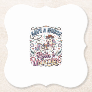 Dessous-de-verre En Papier Licorne Sauve un Cheval Monte une Licorne Impressi