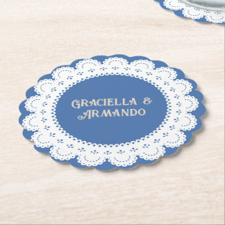 Dessous-de-verre En Papier Light Blue Minimalist Paper Wedding Coasters