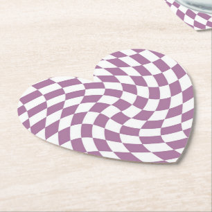 Dessous-de-verre En Papier Lilac Purple Mariage Collection Vérifier À damiers