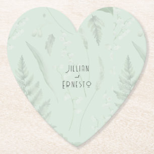 Dessous-de-verre En Papier Lily de Vallée avec des fougères    Vert doux pers