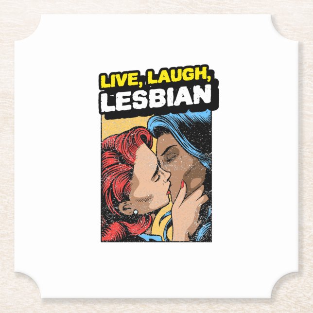 Dessous-de-verre En Papier Live Laugh Lesbian (Devant)