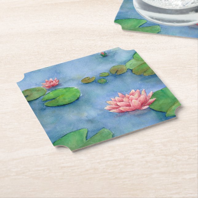 Dessous-de-verre En Papier Lotus flower watercolor (Incliné)