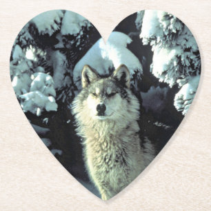 Dessous-de-verre En Papier Loup Dans La Neige
