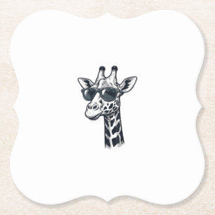Dessous-de-verre En Papier Lunettes de soleil de girafe cool T-Shirt à gravur