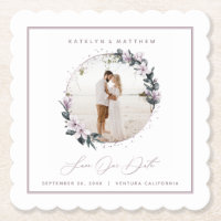 Magnolia Floral & Mauve Circle Photo Enregistrer L