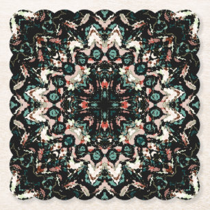 Dessous-de-verre En Papier Mandala. Décor blanc, vert, beige circulaire