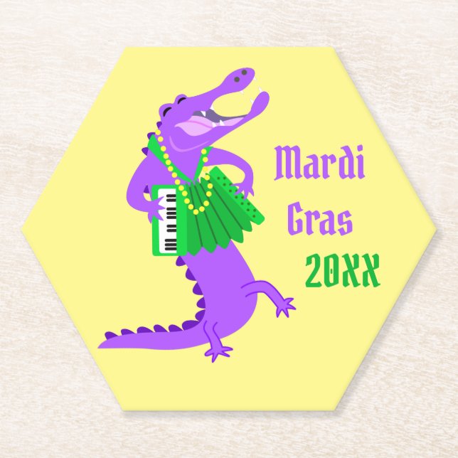 Dessous-de-verre En Papier Mardi Gras Alligator (Devant)