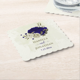 Dessous-de-verre En Papier Mariage à fleurs bleu Royal