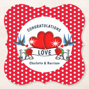 Dessous-de-verre En Papier Mariage à thème Retro Rockabilly