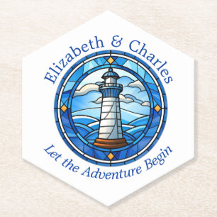 Dessous-de-verre En Papier Mariage Adventure Phare Voile Nautique