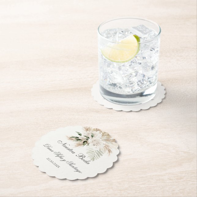Dessous-de-verre En Papier Mariage Boho espagnol (En situation)