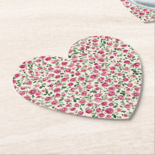 Dessous-de-verre En Papier Mariage Chic et Romantique aux Fleurs de Roses Ros