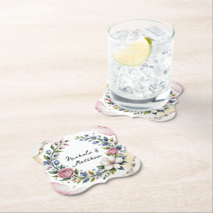 Dessous-de-verre En Papier Mariage de bouquet floral romantique
