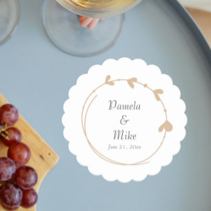 Dessous-de-verre En Papier Mariage de couronne de coeur simple beige