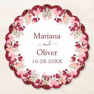 Dessous-de-verre En Papier Mariage de fleurs roses bordeaux