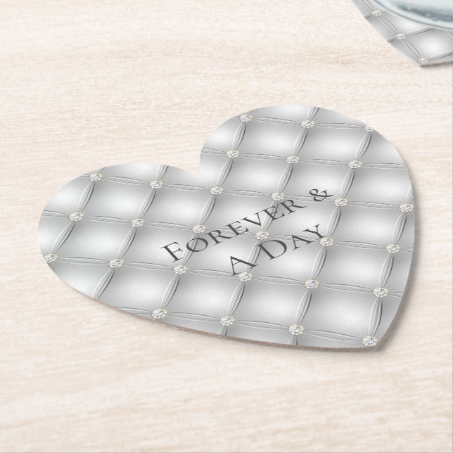 Dessous-de-verre En Papier Mariage Diamond Glam Argent (Incliné)