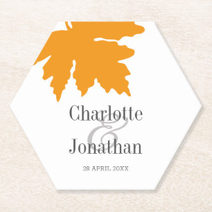 Dessous-de-verre En Papier Mariage/Fiançailles de feuille d'érable jaune d'au