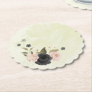 Dessous-de-verre En Papier mariage fleurs rose blush noir