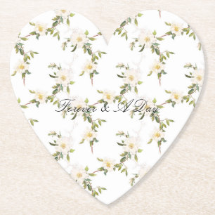Dessous-de-verre En Papier Mariage floral blanc romantique