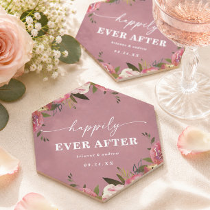 Dessous-de-verre En Papier Mariage Floral Rose Sauvage Fleurissant Chic