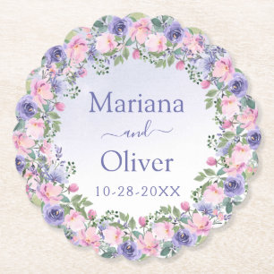 Dessous-de-verre En Papier Mariage floral rose violet