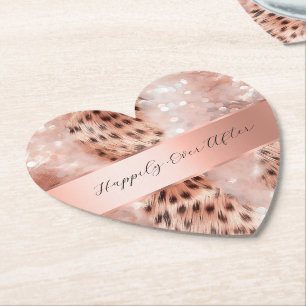 Dessous-de-verre En Papier Mariage Glam Rose Gold Léopard