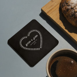 Dessous-de-verre En Papier Mariage gothique minimaliste noir et blanc